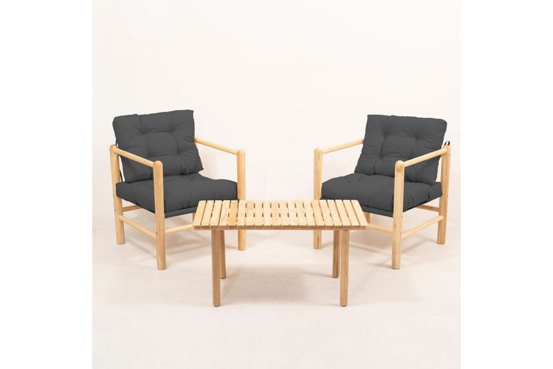 Puutarhapöytä ja tuolisetti (3 kappaletta) Hue Antrasiitti - Antrasiitti - Puutarhakalusteet - Parveke - Parvekekalusteet - Parvekesetti