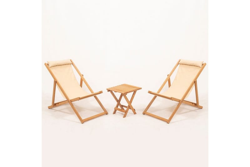 Puutarhapöytä ja tuolisetti (3 kappaletta) Zarith Kerma, Kermanvalkoinen