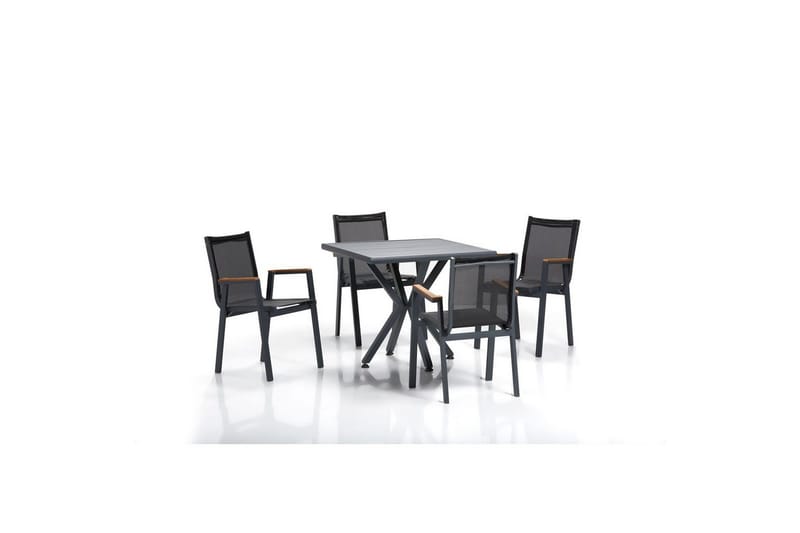 Puutarhapöytä ja tuolisetti (5 kappaletta) Belorhaven harmaa / musta, Musta/Harmaa