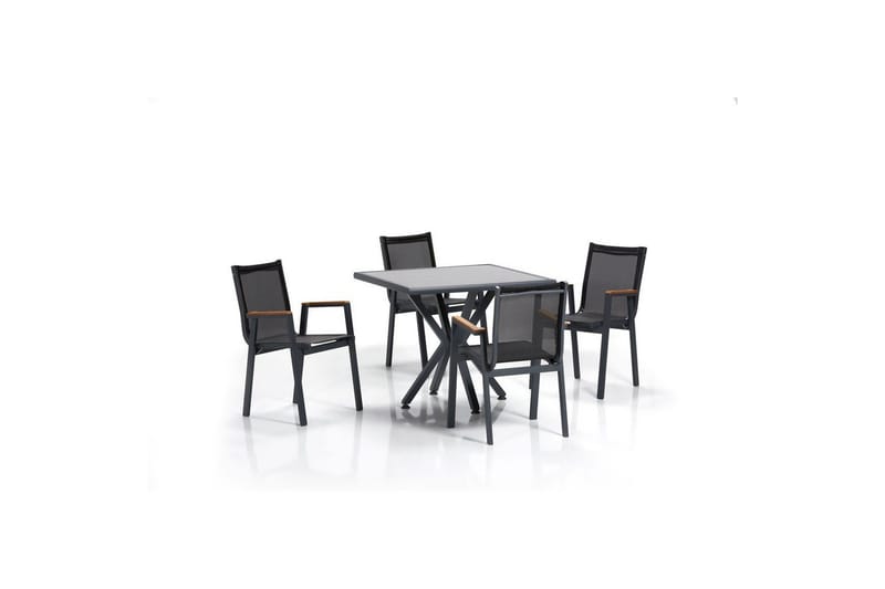 Puutarhapöytä ja tuolisetti (5 kappaletta) Iraland Harmaa / Musta, Musta/Harmaa