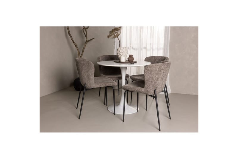 Pyöreä Ruokailuryhmä Hamden, Modesto - Ruskea - Puutarhakalusteet - Parveke - Parvekekalusteet - Parvekesetti