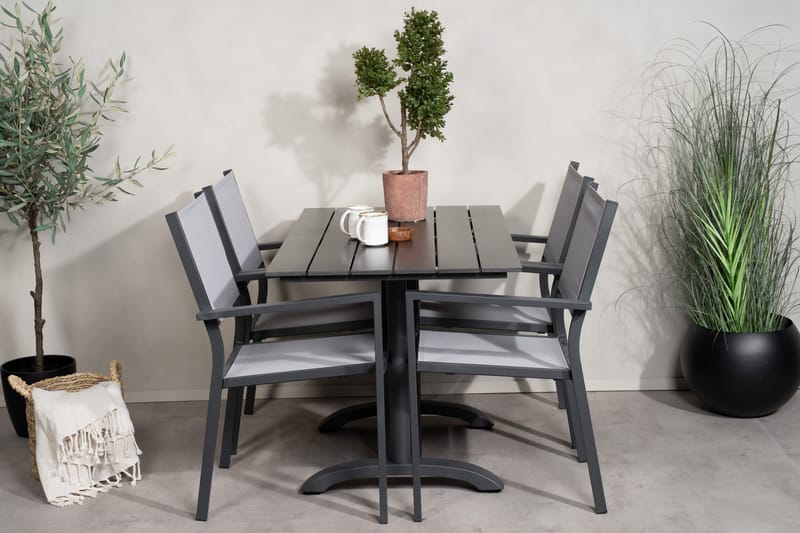 Ruokailuryhmä Denver 120 cm 4 Copacabana tuolia Musta/Harmaa - Venture Home - Puutarhakalusteet - Parveke - Parvekekalusteet - Parvekesetti