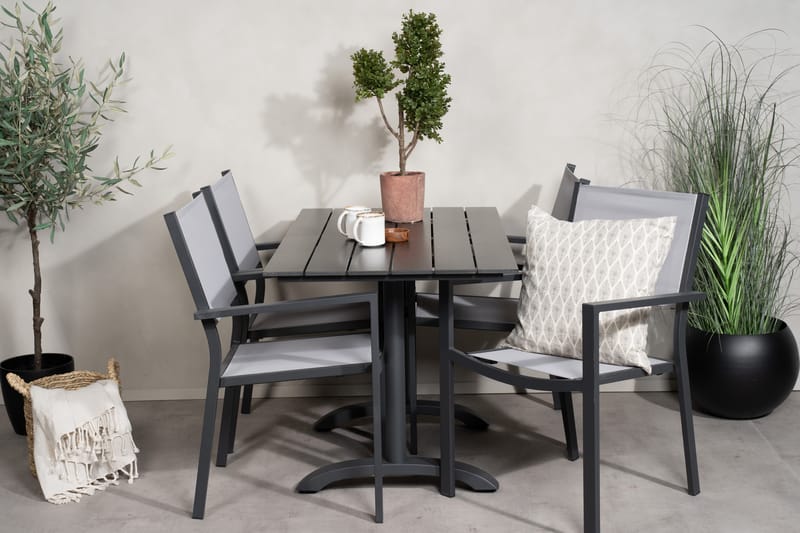 Ruokailuryhmä Denver 120 cm 4 Copacabana tuolia Musta/Harmaa - Venture Home - Puutarhakalusteet - Parveke - Parvekekalusteet - Parvekesetti