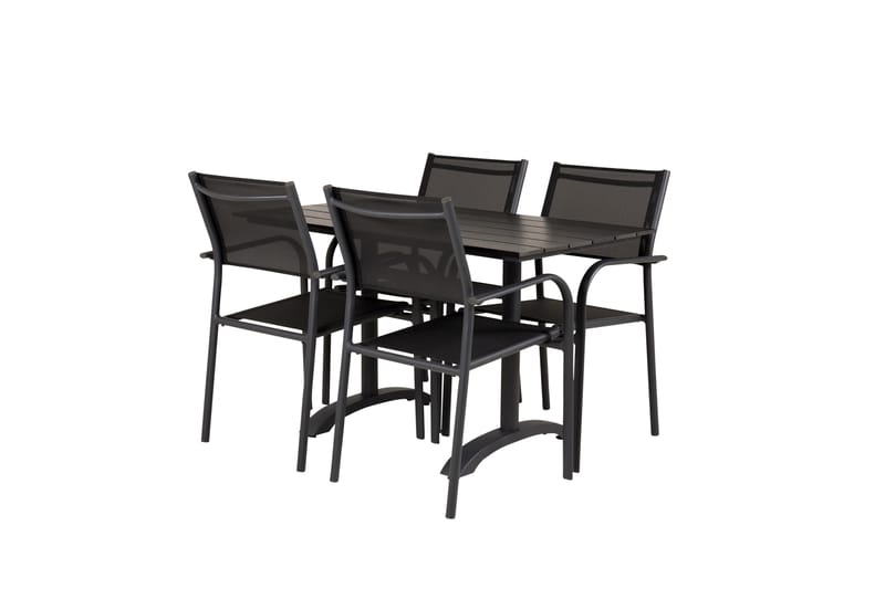 Ruokailuryhmä Denver 120 cm 4 Santorini tuolia Musta - Venture Home - Puutarhakalusteet - Parveke - Parvekekalusteet - Parvekesetti