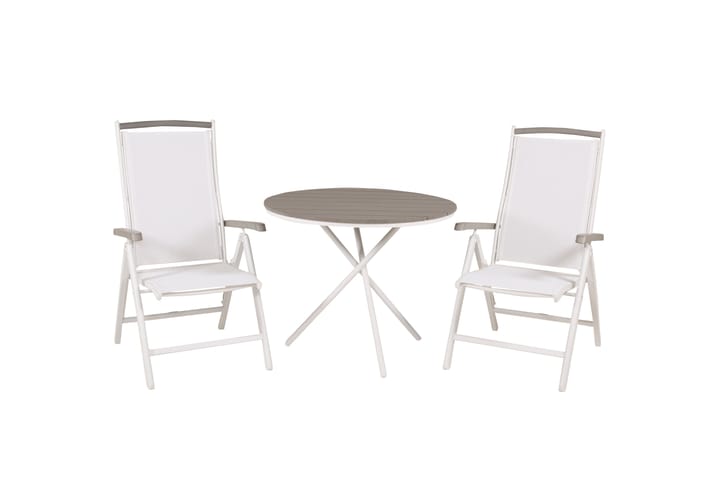 Ruokailuryhmä Parma Pyöreä 90 cm 2 Albany tuolia Valk/Harmaa - Venture Home - Parvekesetti - Cafe-ryhmä