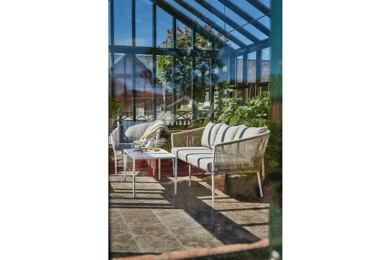 Sohvaryhmä Hillerstorp Lersund Valkoinen/Beige - Valkoinen/Beige - Puutarhakalusteet - Terassiryhmät - Oleskeluryhmät