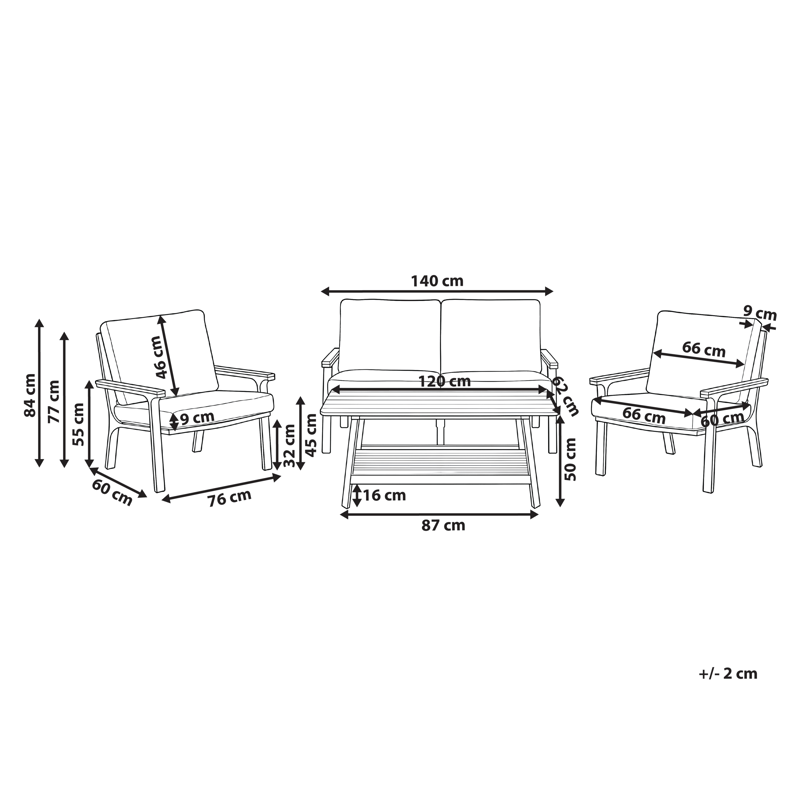 Sohvaryhmä ulos pöydällä 4-istuttava Orero - Beige/Valkoinen/Ruskea - Puutarhakalusteet - Terassiryhmät - Oleskeluryhmät
