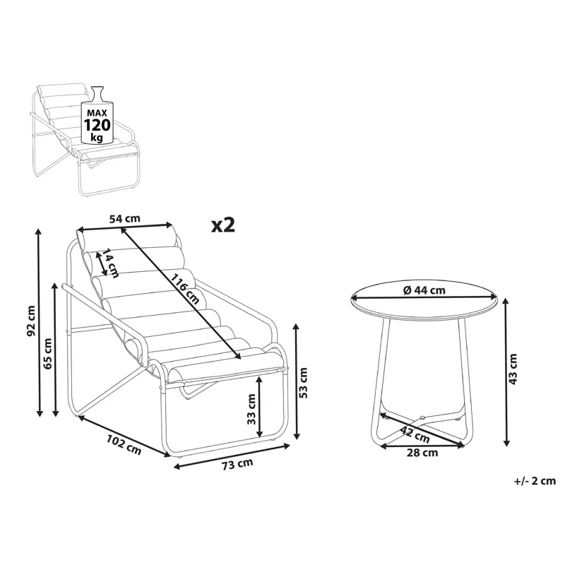 Sohvaryhmä ulos pöydällä 2-istuttava Pasto - Harmaa/Beige - Puutarhakalusteet - Parveke - Parvekekalusteet - Parvekesetti