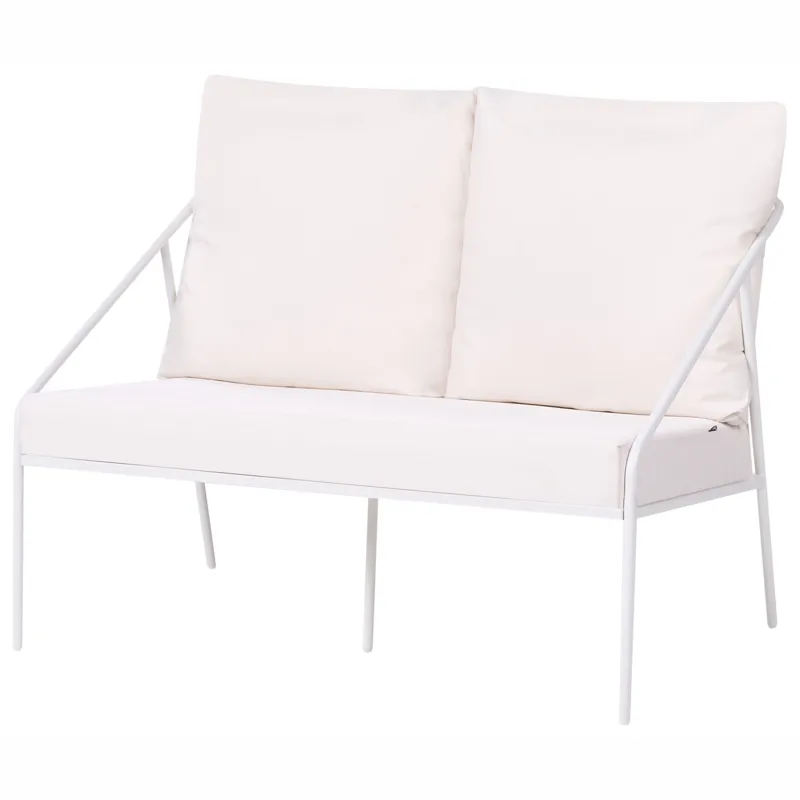 Sohvaryhmä ulos pöydällä 4-istuttava Ustica - Valkoinen/musta - Puutarhakalusteet - Terassiryhmät - Oleskeluryhmät