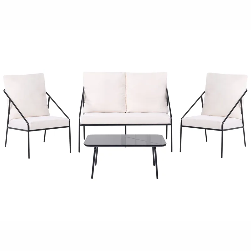 Sohvaryhmä ulos pöydällä 4-istuttava Ustica, Musta/Valkoinen