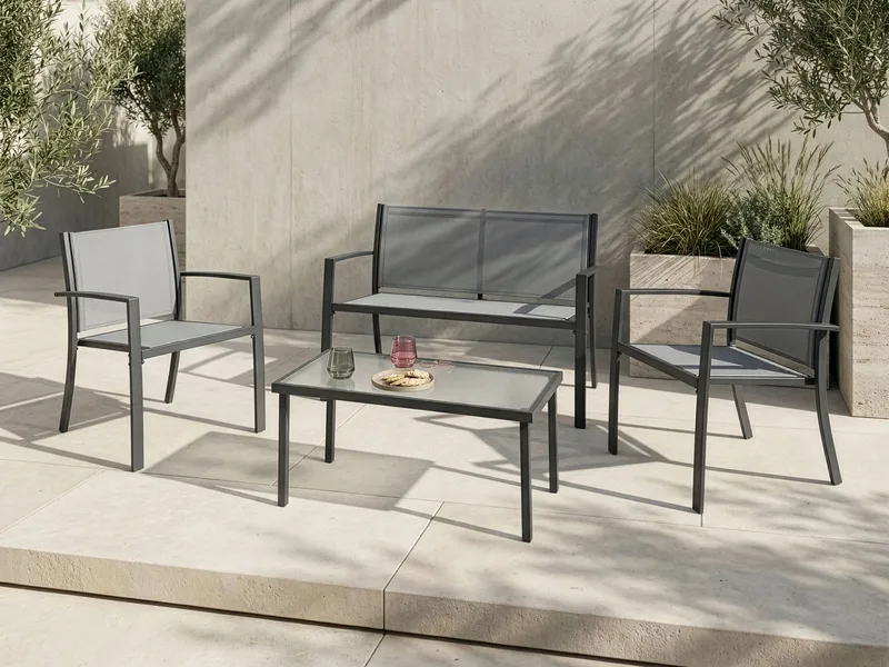 Sohvaryhmä ulos pöydällä 4-istuttava Tavoleto - Harmaa - Puutarhakalusteet - Terassiryhmät - Oleskeluryhmät