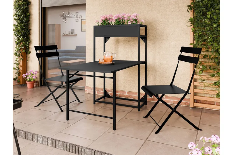 Tourra Pieni Parvekesetti ja parvekeryhmä 2-hengen – Kahvilasetti parvekkeelle terassille - Musta - Puutarhakalusteet - Parveke - Parvekekalusteet - Parvekesetti