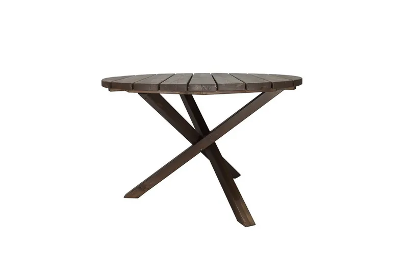 Ulkomöbeliryhmä Ø 112 cm pöytä & 4 Merida luonnonväriset tuolit Ruskea - Ruskea - Puutarhakalusteet - Ulkoryhmä - Ruokailuryhmät ulos