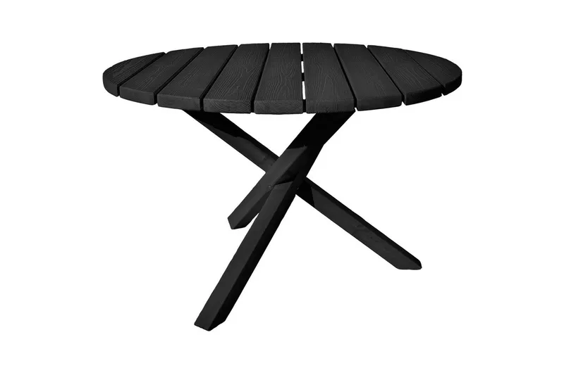 Ulkomöbeliryhmä Ø 112 cm pöytä & 4 Levanto harmaat tuolit Musta - Musta - Puutarhakalusteet - Ulkoryhmä - Ruokailuryhmät ulos