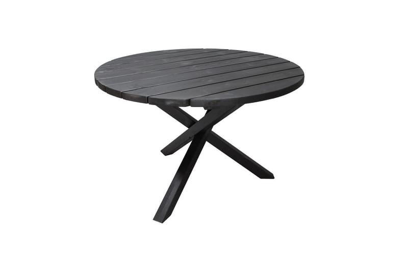 Ulkomöbeliryhmä Ø 112 cm pöytä & 4 Merida luonnonväriset tuolit Musta - Musta - Puutarhakalusteet - Ulkoryhmä - Ruokailuryhmät ulos