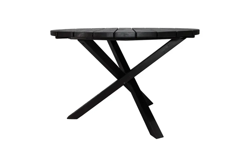 Ulkomöbeliryhmä Ø 112 cm pöytä & 4 Levanto harmaat tuolit Musta - Musta - Puutarhakalusteet - Ulkoryhmä - Ruokailuryhmät ulos