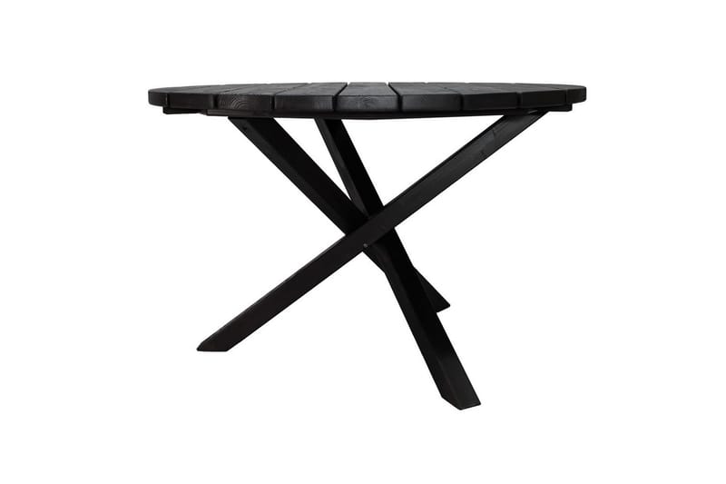 Ulkomöbeliryhmä Ø 112 cm pöytä & 4 Merida luonnonväriset tuolit Musta - Musta - Puutarhakalusteet - Ulkoryhmä - Ruokailuryhmät ulos