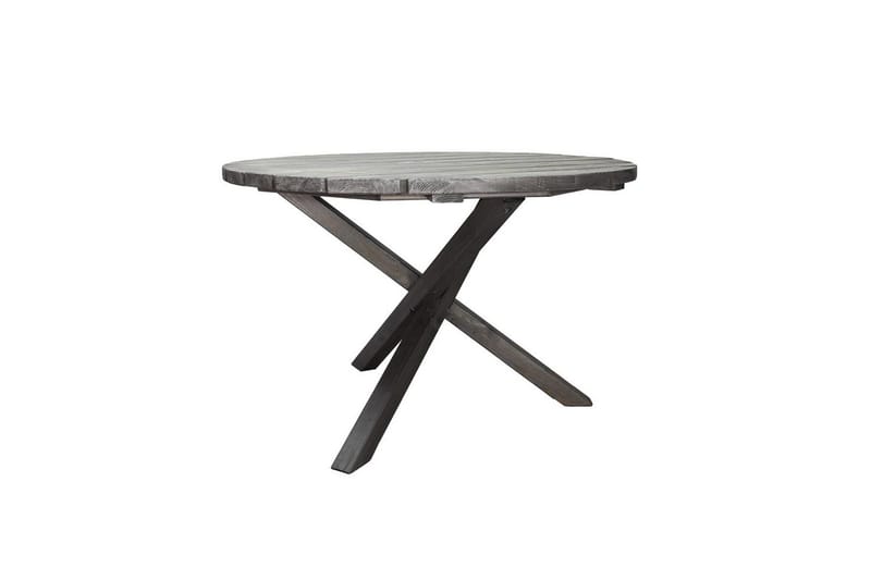 Ulkomöbeliryhmä Ø 112 cm pöytä & 4 Levanto harmaat tuolit Harmaa - Harmaa - Puutarhakalusteet - Ulkoryhmä - Ruokailuryhmät ulos