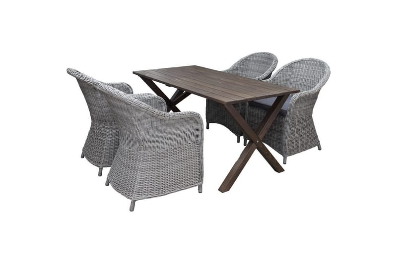Ulkomöbeliryhmä 150 cm pöytä & 4 Belize harmaat tuolit Ruskea, Ruskea