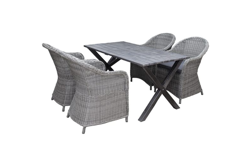 Ulkomöbeliryhmä 150 cm pöytä & 4 Belize harmaat tuolit Harmaa, Harmaa