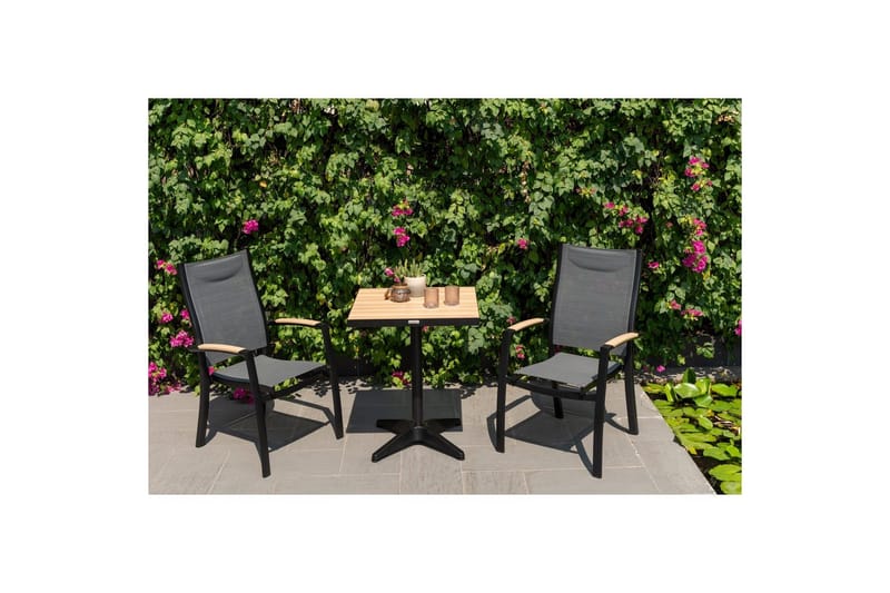 Ulkomöbeliryhmä Lifestyle Garden Panama 2x pinottava nojatuoli & bistro pöytä - Puutarhakalusteet - Parveke - Parvekekalusteet - Parvekesetti