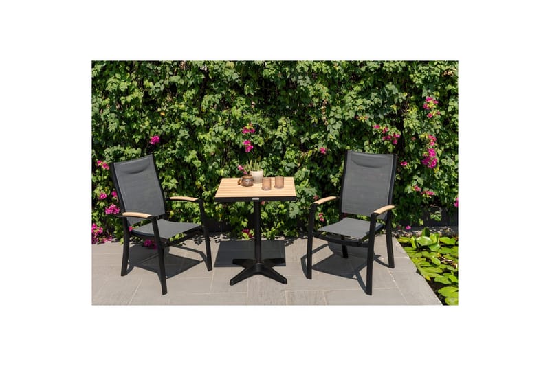 Ulkomöbeliryhmä Lifestyle Garden Panama 2x pinottava nojatuoli & bistro pöytä - Puutarhakalusteet - Parveke - Parvekekalusteet - Parvekesetti