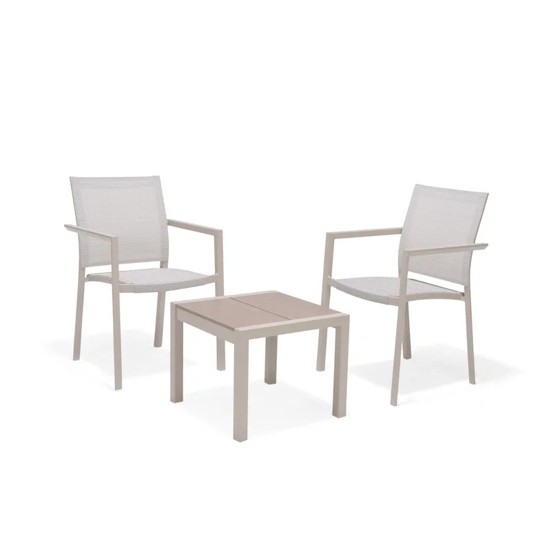 Urbanite Ulkosetti sivupöytä + 2 carver-tuolia, Vaaleanharmaa