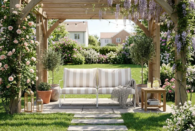 Usteryd 2:n ist Terassisohva - Beige/Raidallinen - Puutarhakalusteet - Parveke - Parvekekalusteet - Parvekesohva