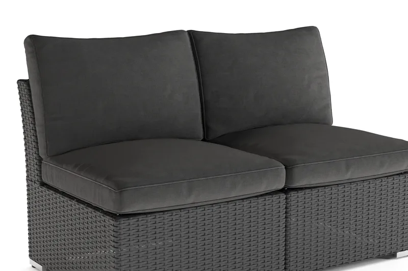 Wisconsin Ulkosohva Ilman Käsinojia 2-hengen Polyrottinkia - Musta - Puutarhakalusteet - Parveke - Parvekekalusteet - Parvekesohva