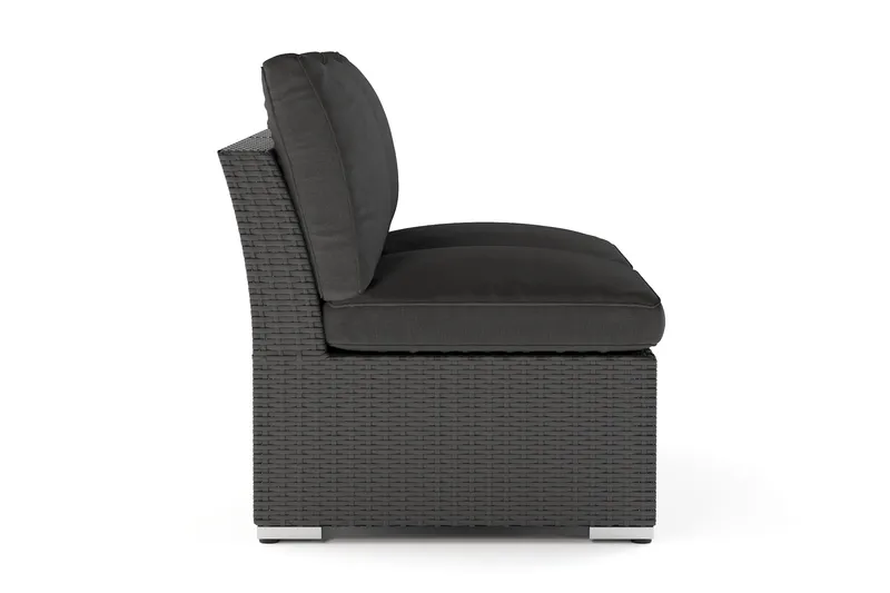 Wisconsin Ulkosohva Ilman Käsinojia 2-hengen Polyrottinkia - Musta - Puutarhakalusteet - Parveke - Parvekekalusteet - Parvekesohva