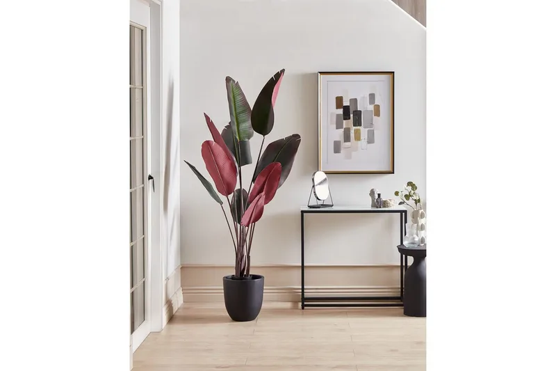 Konstgjord växt Beliani Banana Tree Grön/svart/röd, 95x95x170 cm Green||Black||Red - Puutarhakalusteet - Parveke - Parvekeviljely - Parvekekukat