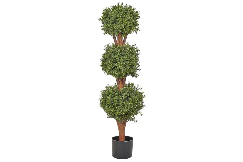 Konstgjord växt Beliani Buxus Ball Tree 35x35x120 cm Green||Dark colored wood, undefined