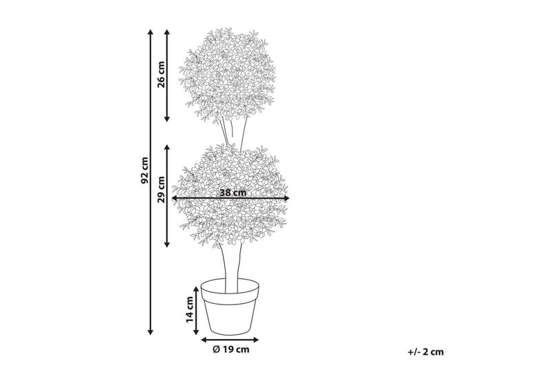 Konstgjord växt Beliani Buxus Ball Tree 38x38x92 cm Green, Dark colored wood - Puutarhakalusteet - Parveke - Parvekeviljely - Parvekekukat