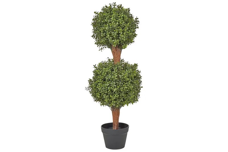 Konstgjord växt Beliani Buxus Ball Tree 38x38x92 cm Green, Dark colored wood