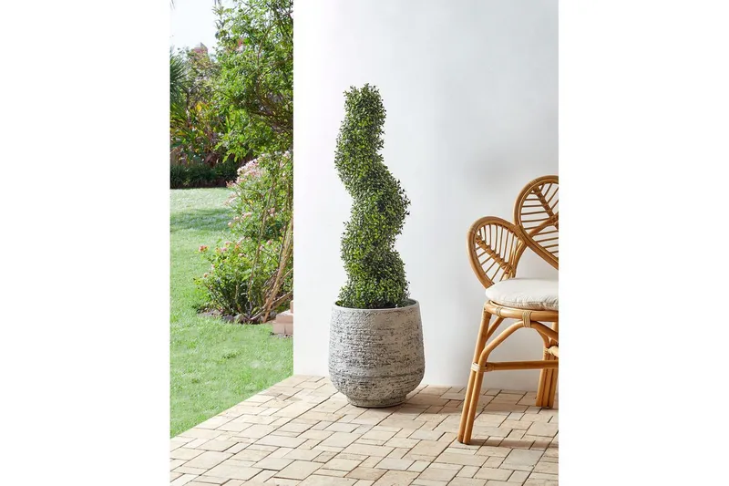 Konstgjord växt Beliani Buxus Spiral Tree 30x30x98 cm Green||Black - Puutarhakalusteet - Parveke - Parvekeviljely - Parvekekukat
