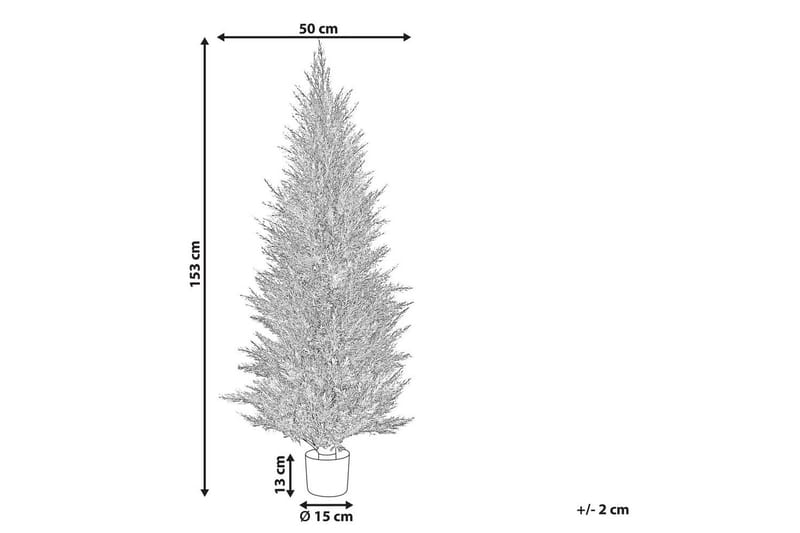 Konstgjord växt Beliani Cedar Tree 50x50x153 cm Green||Dark colored wood - Puutarhakalusteet - Parveke - Parvekeviljely - Parvekekukat