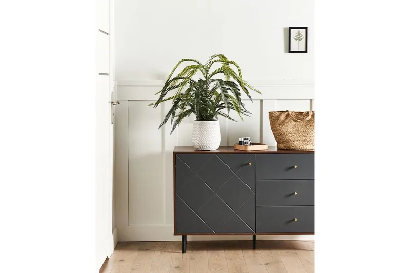 Konstgjord växt Beliani Fern Leaf Plant Green||Black - Puutarhakalusteet - Parveke - Parvekeviljely - Parvekekukat