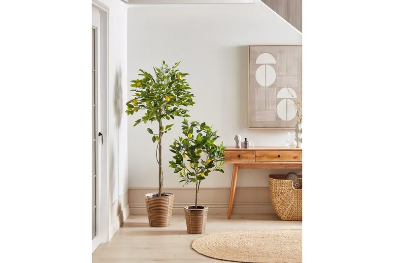 Konstgjord växt Beliani Lemon Tree 66x66x156 cm Green||Black - Puutarhakalusteet - Parveke - Parvekeviljely - Parvekekukat