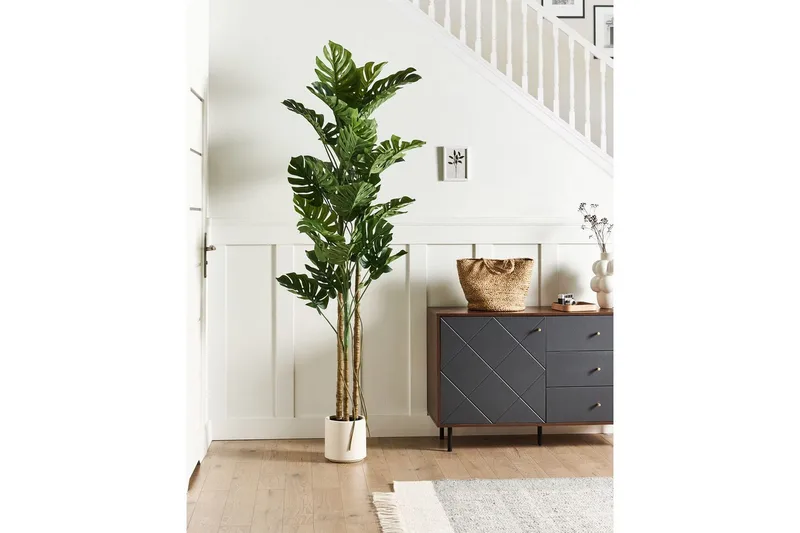 Konstgjord växt Beliani Monstera Plant 71x71x221 cm Green||Black - Puutarhakalusteet - Parveke - Parvekeviljely - Parvekekukat