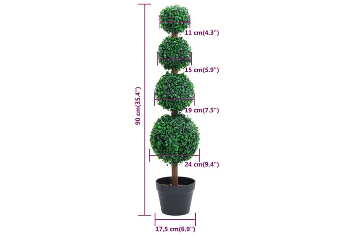Tekokasvi puksipuu ruukulla pallonmuotoinen vihreä 90 cm - Vihreä - Parvekekukat - Tekokasvit