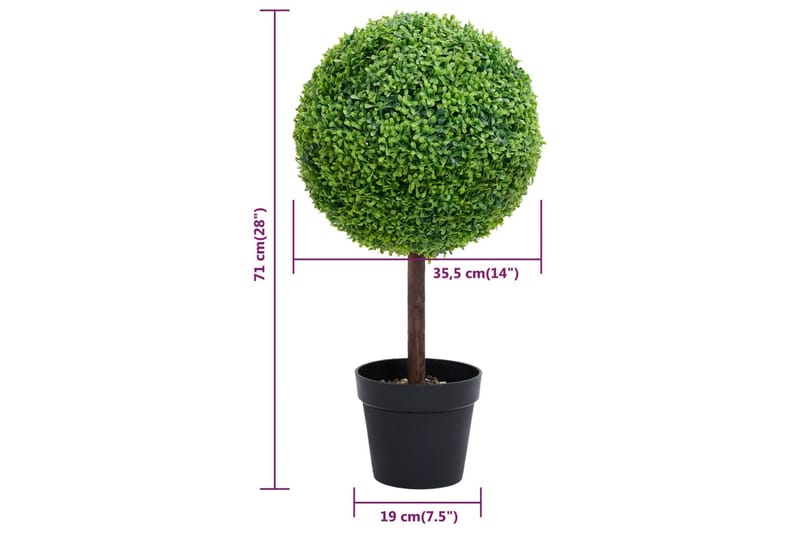 Tekokasvi puksipuu ruukulla pallonmuotoinen vihreä 71 cm - Vihreä - Puutarhakalusteet - Parveke - Parvekeviljely - Parvekekukat