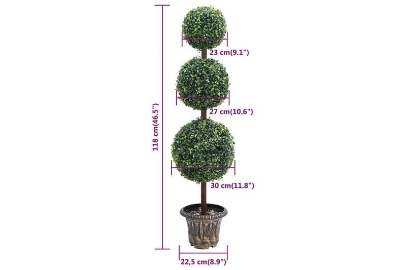Tekokasvi puksipuu ruukulla pallonmuotoinen vihreä 118 cm - Vihreä - Puutarhakalusteet - Parveke - Parvekeviljely - Parvekekukat