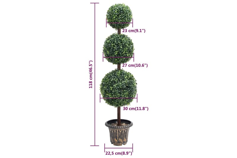 Tekokasvi puksipuu ruukulla pallonmuotoinen vihreä 118 cm - Vihreä - Parvekekukat - Tekokasvit