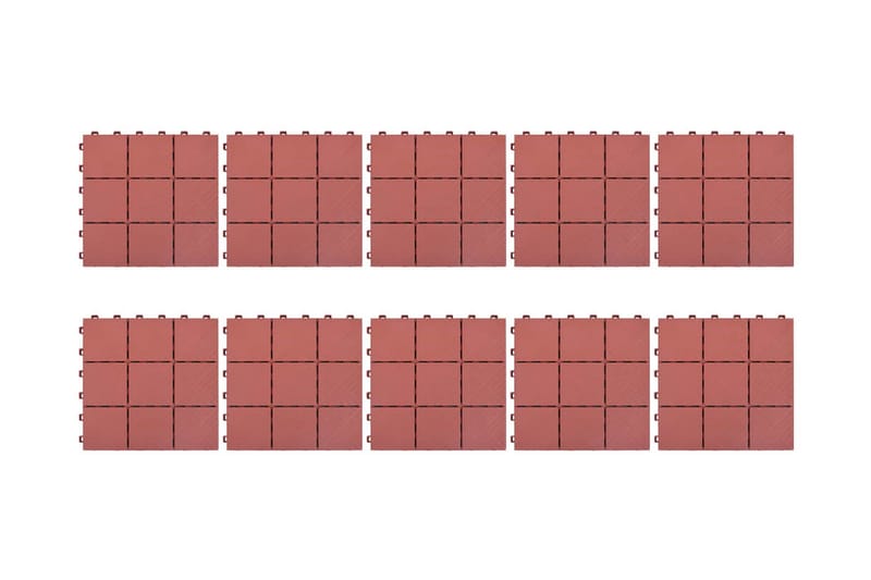 Terassilaatat 10 kpl punainen 30,5x30,5 cm muovi - Piha & ulkoaltaat - Piha-alue - Puutarhakoristeet & pihatarvikkeet - Terassilaatat