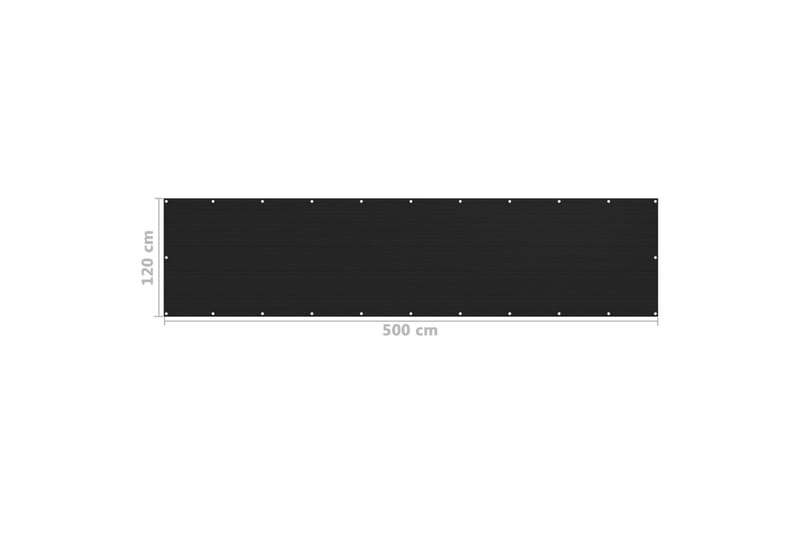 Parvekkeen näkösuoja 120x500 cm HDPE - Musta - Puutarhakalusteet - Parveke - Turvallisuus & parvekkeen tuulisuoja - Parvekesuoja
