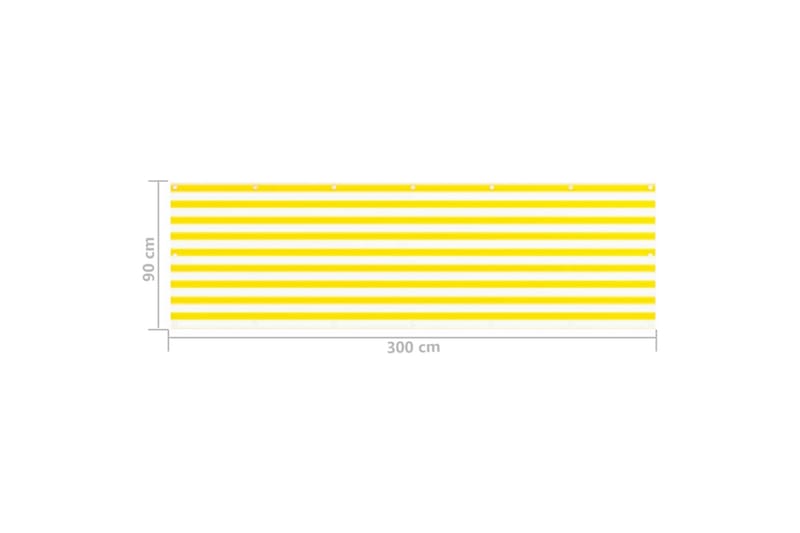Parvekkeen suoja keltainen ja valkoinen 90x300 cm HDPE - Puutarhakalusteet - Parveke - Turvallisuus & parvekkeen tuulisuoja - Parvekesuoja