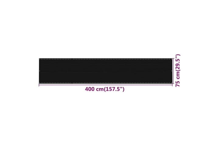 Parvekkeen suoja musta 75x400 cm HDPE - Musta - Parvekesuoja