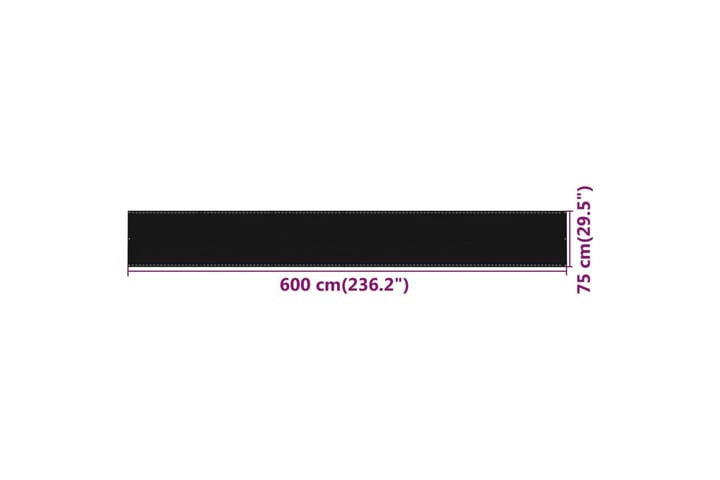 Parvekkeen suoja musta 75x600 cm HDPE - Musta - Parvekesuoja