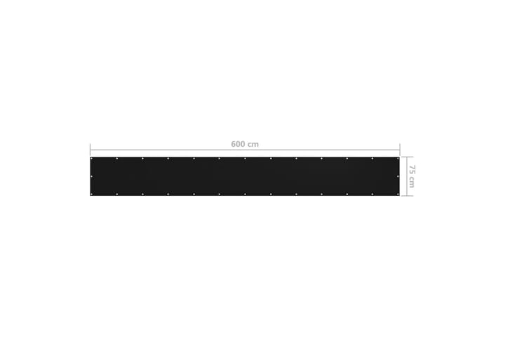 Parvekkeen suoja musta 75x600 cm Oxford kangas - Musta - Parvekesuoja