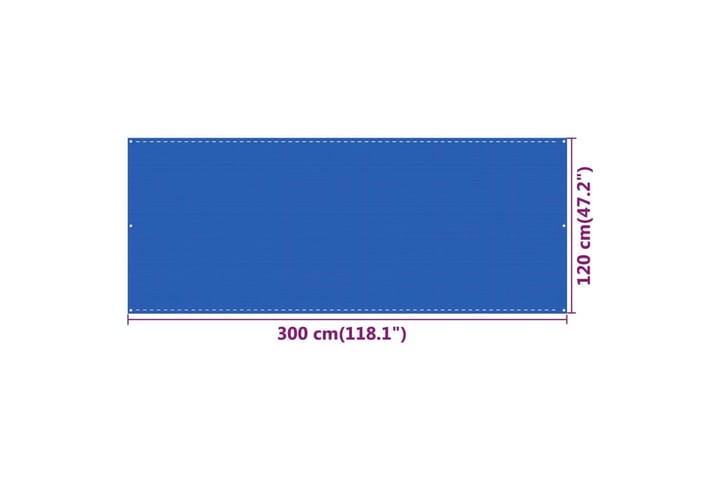 Parvekkeen suoja sininen 120x300 cm HDPE - Sininen - Parvekesuoja